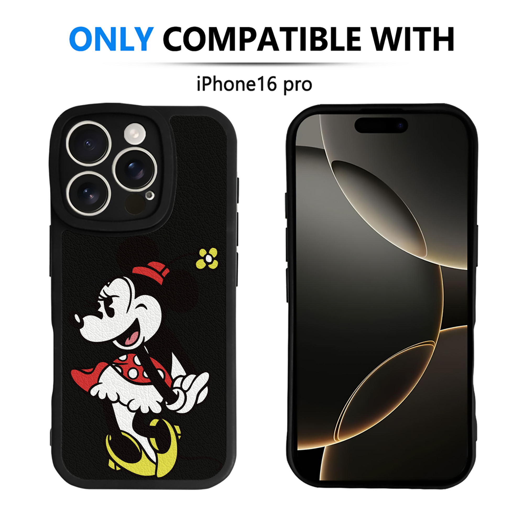 （画像用） ミッキーマウス Mickey Mouse 【iPhone 16シリーズ対応】シリコンスマホケース（レザー調） 材質：シリコン